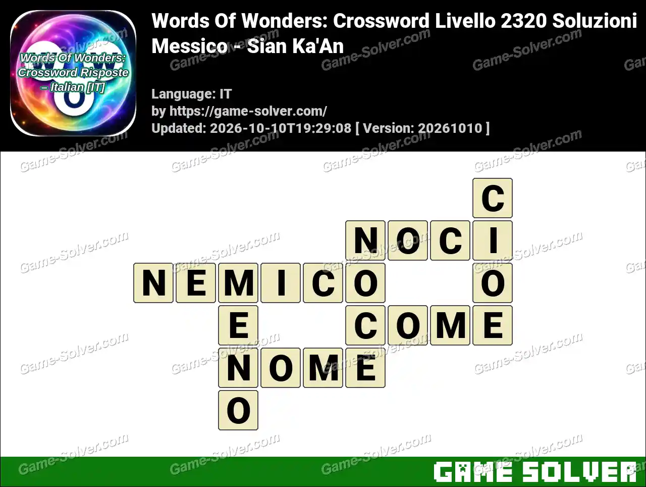 Words Of Wonders: Crossword Livello 2320 Soluzioni – Messico – Sian Ka’An